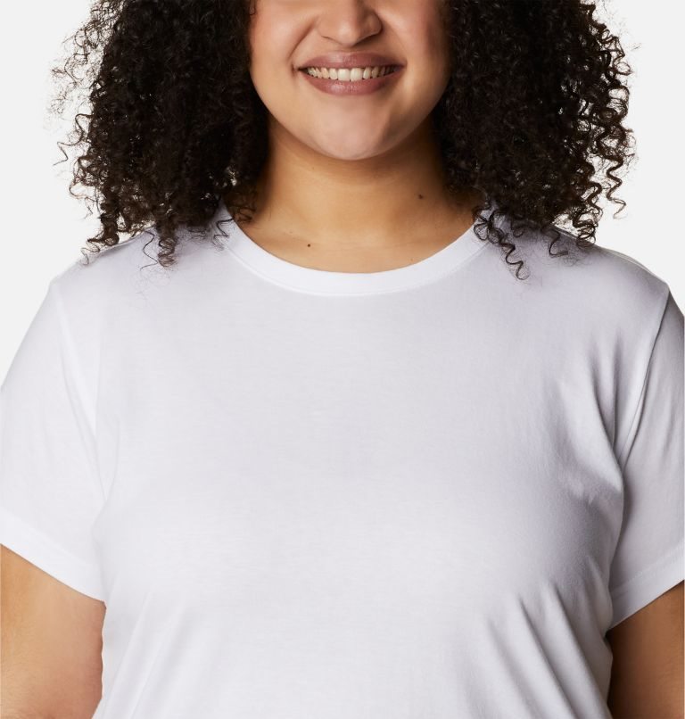 Women's Columbia Sapphire Point Short Sleeve T Shirts White | Plus Size CA-J13C0